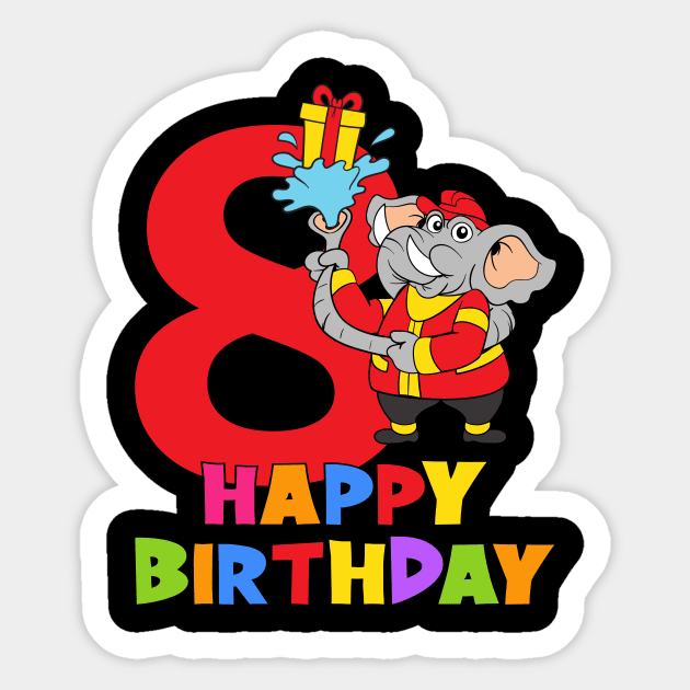 8th Birthday Party 8 Year Old Eight Years Sticker by KidsBirthdayPartyShirts